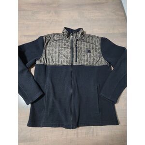 North Face Fleece Jacket Men Medium Black Bronze Full Zip Mock Neck Coat‎ Warm